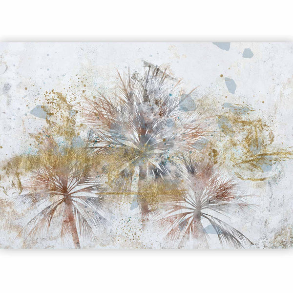 Carta da parati - Grey palms - plant motif in an abstract composition with patterns