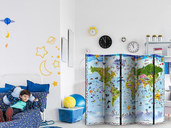 Separè per interni - World Map for Kids II [Room Dividers]