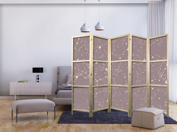 Paravento giapponese - Night Sky - Artistic Constellations and Stars in Pastel Shades