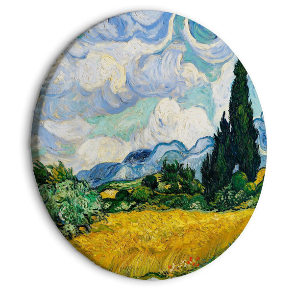 Quadro rotondo - Vincent Van Gogh - A Landscape With a Yellow Field of Chrysanthemum and a Cypress Tree