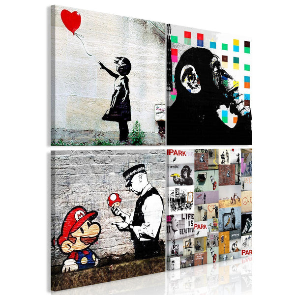 Quadro - Banksy Collage (4 Parts)