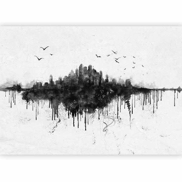 Carta da parati - Big city - abstract city skyline in black watercolour style