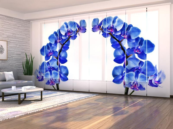 Set di 8 Tende a Pannello Orchidea Blu