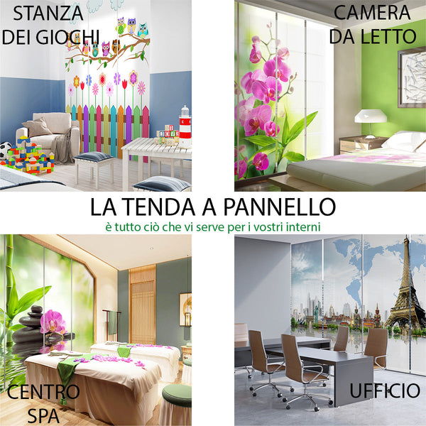 Set di 4 Tende a Pannello Orchidee e Albero 2