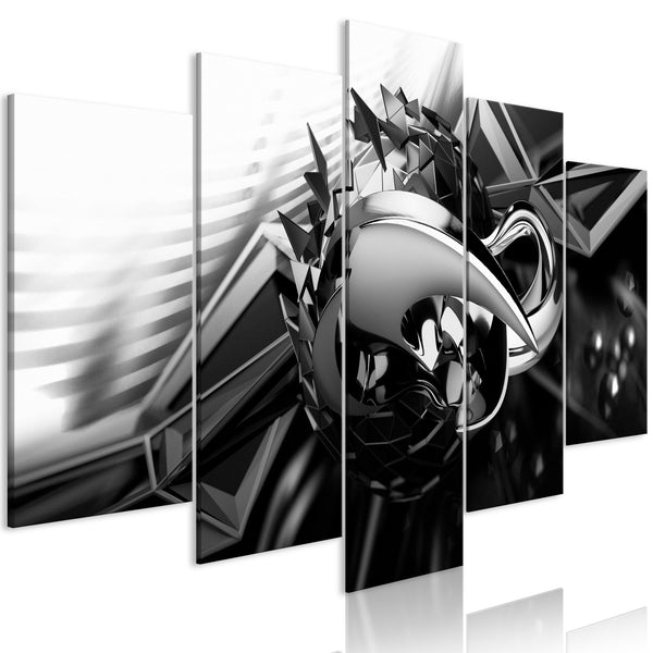 Quadro - Metal Construction (5 Parts) Wide Black and White